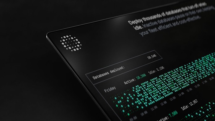 A three.js scene of computed, repeating geometry rendered live in the browser, with parameter controls for the underlying formula